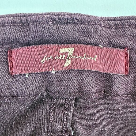 7 For All Mankind Women's Burgundy Skinny Ankle Jeans Size 31 - Picture 4 of 12